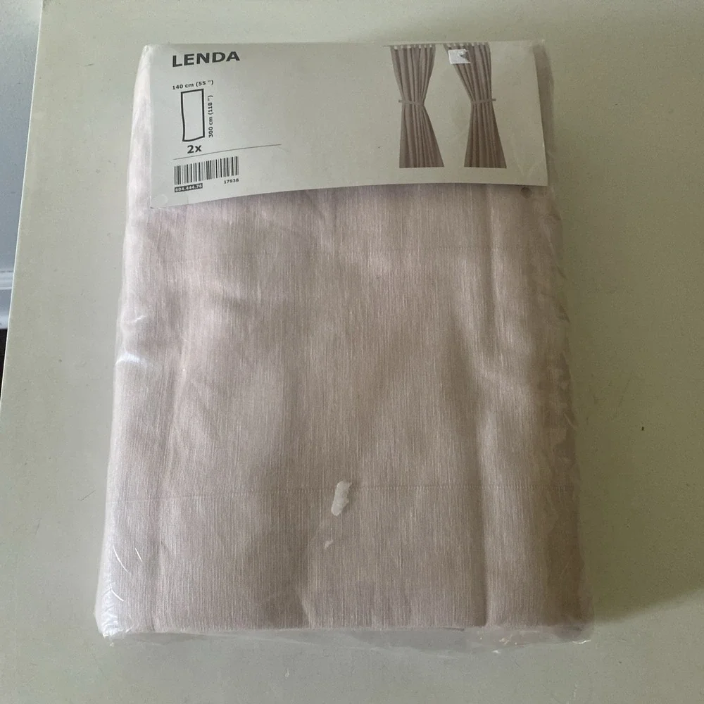 IKEA LENDA Curtains 2 Panels, 1 pair Light Pink 55x118 w Tie Backs  604.444.76